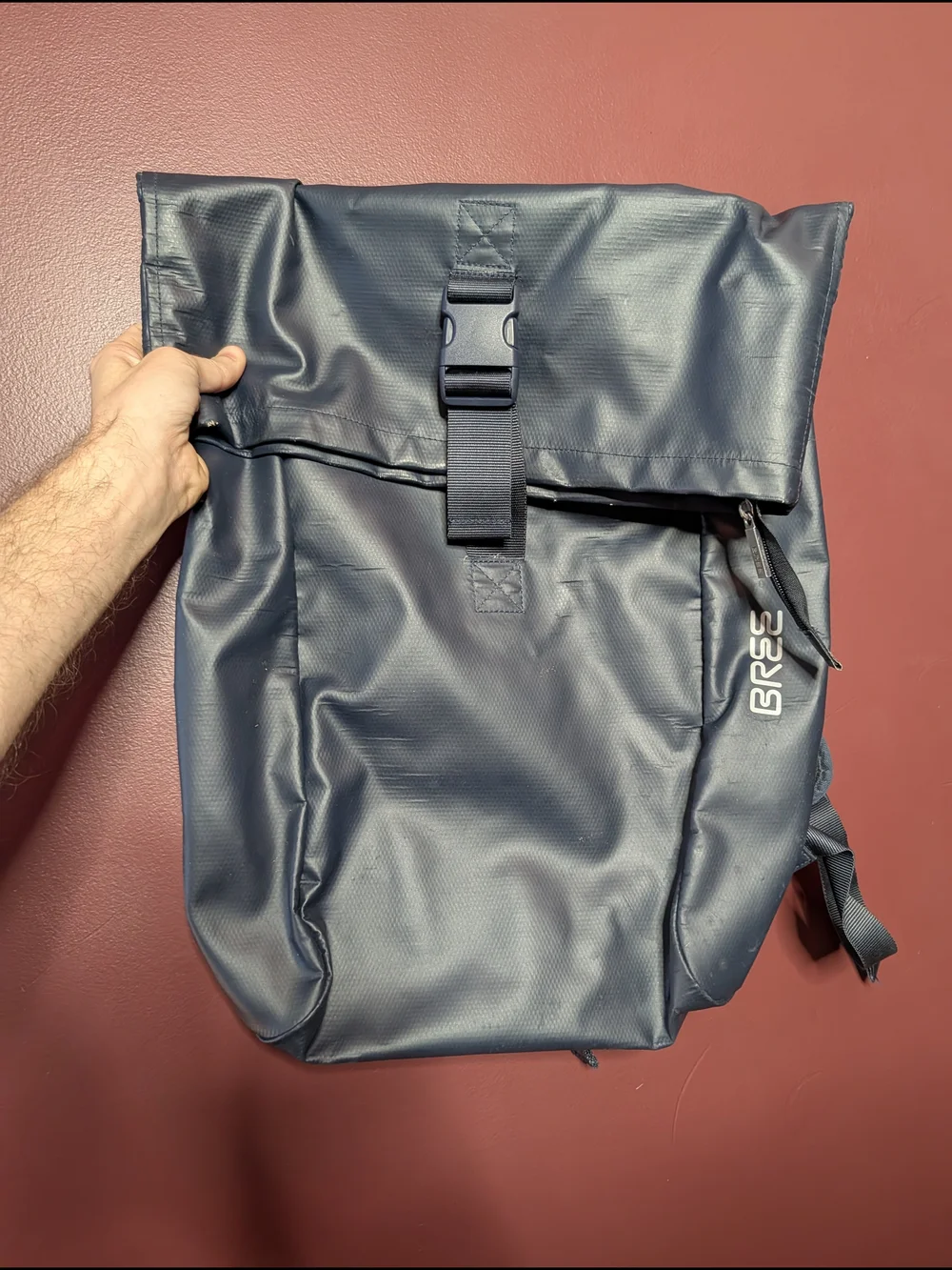BREE Blue Waterproof XL Roll-Top Snap Backpack Waterproof Urban Commuter Bag